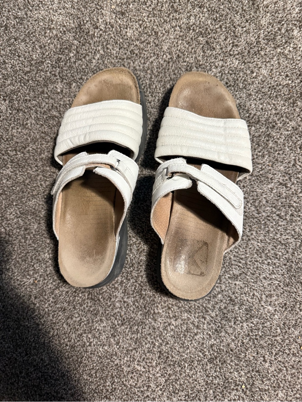 Naot White Leather Double-Strap Slide Sandals for Women